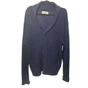 Line Of Trade 100% Shetland Wool Navy Shawl Collar Cardigan Sz L Grandpacore